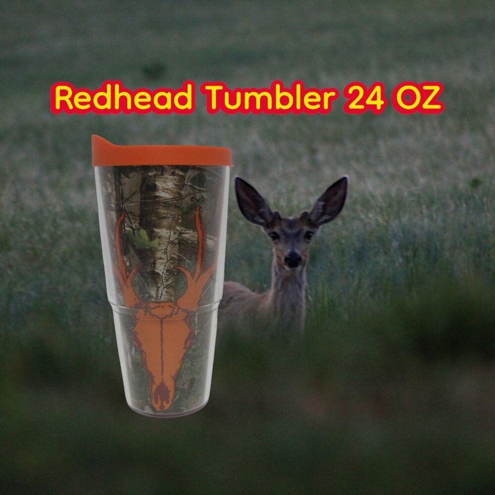 Tervis Tumble 24 Oz Red Head Orange & Green Camo With Orange Lid Hot or Cold